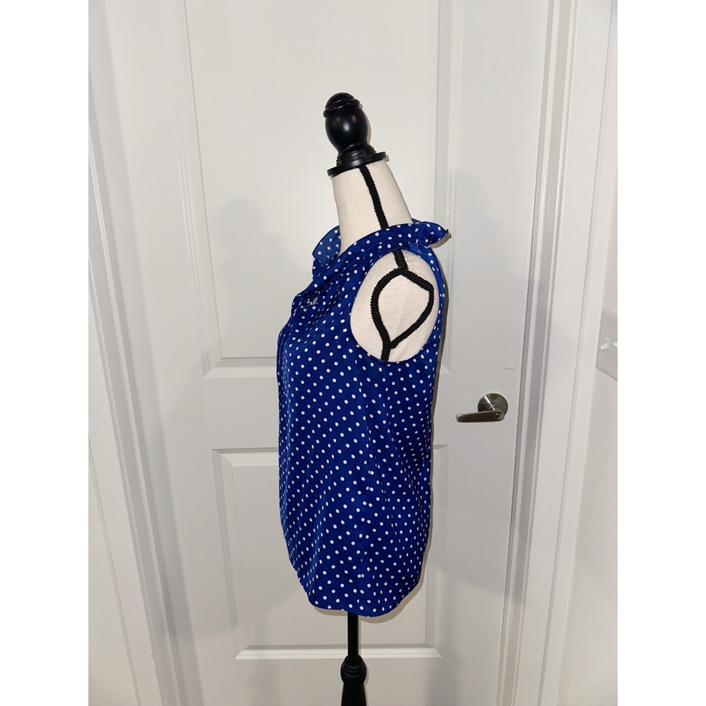 4/$13 J. Crew Blue and White Tie Front Ruffled Blouse - Picture 5 of 7